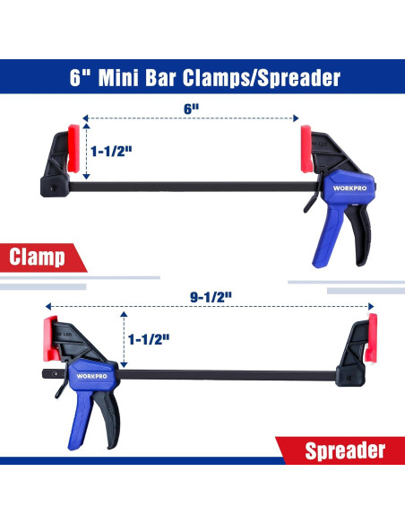 Abrazaderas Mini de 6" WORKPRO - Juego de 2, Carga 22.68kg