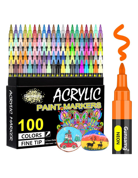 Marcadores de Pintura Acrílica Gunsamg - 100 Colores Punta Fina