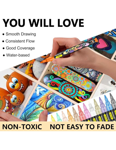 Marcadores de Pintura Acrílica Gunsamg - 100 Colores Punta Fina