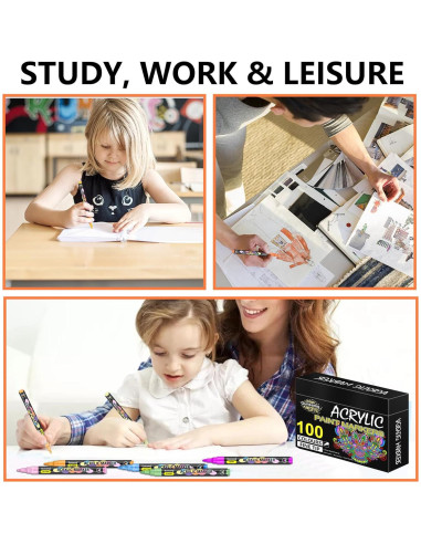 Marcadores de Pintura Acrílica Gunsamg - 100 Colores Punta Fina