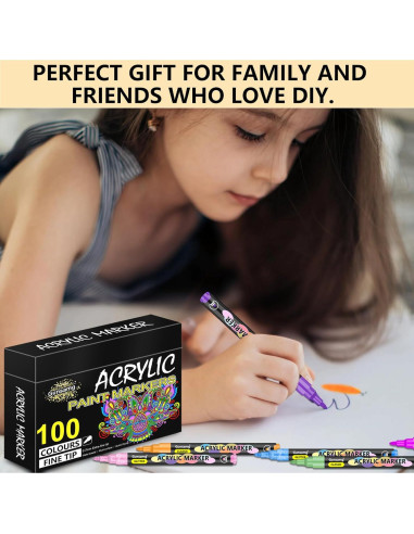 Marcadores de Pintura Acrílica Gunsamg - 100 Colores Punta Fina