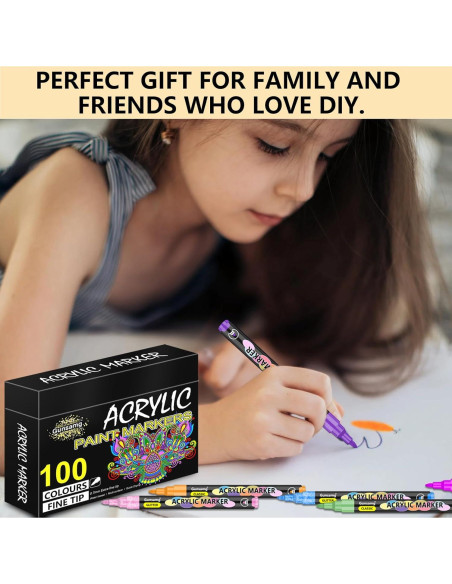 Marcadores de Pintura Acrílica Gunsamg - 100 Colores Punta Fina