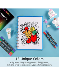 Marcadores Acrílicos Doble Punta BIGTHUMB 12 Colores 1-5mm 2