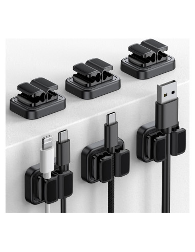 Soporte de Cable Adhesivo Lamicall 3 en 1 - 6 Pcs Negro