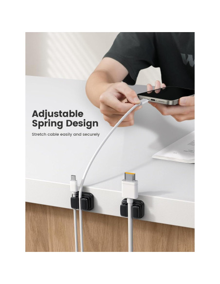 Soporte de Cable Adhesivo Lamicall 3 en 1 - 6 Pcs Negro