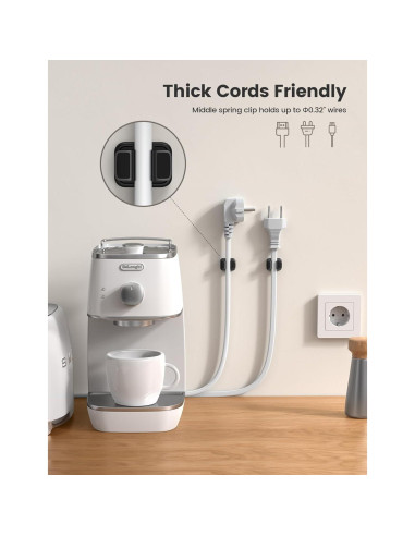 Soporte de Cable Adhesivo Lamicall 3 en 1 - 6 Pcs Negro