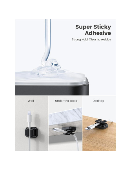 Soporte de Cable Adhesivo Lamicall 3 en 1 - 6 Pcs Negro