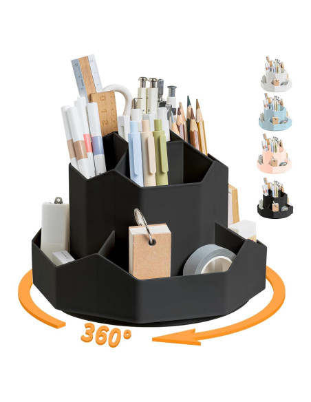 Organizador de Escritorio Rotatorio 360 Cayxenful Negro