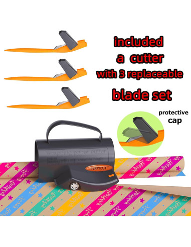 Cortador de Papel de Regalo Perfycut con 3 Cuchillas Reemplazables