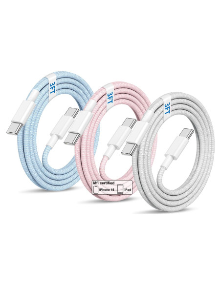 Cable USB C a USB C QZVOO 60W 3Pack 3 pies Carga Rápida