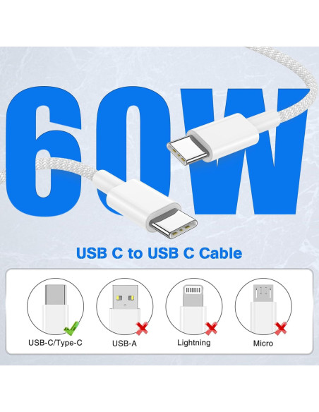 Cable USB C a USB C QZVOO 60W 3Pack 3 pies Carga Rápida