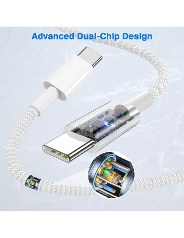 Cable USB C a USB C QZVOO 60W 3Pack 3 pies Carga Rápida