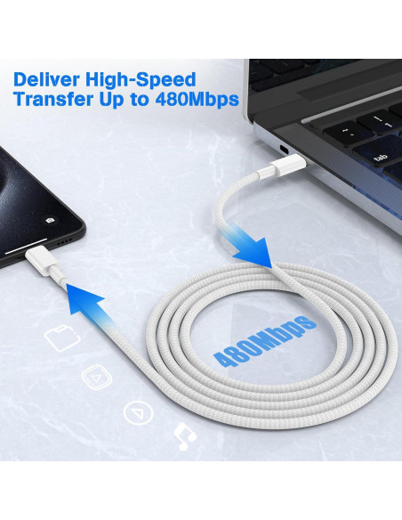 Cable USB C a USB C QZVOO 60W 3Pack 3 pies Carga Rápida