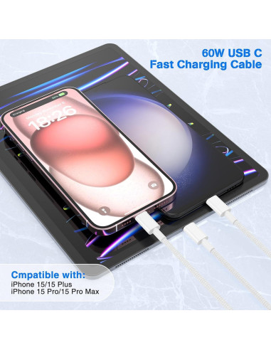 Cable USB C a USB C QZVOO 60W 3Pack 3 pies Carga Rápida