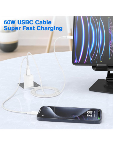 Cable USB C a USB C QZVOO 60W 3Pack 3 pies Carga Rápida