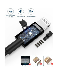 Cable de Carga Lightning QZVOO 2Pack 3FT Negro MFi 2