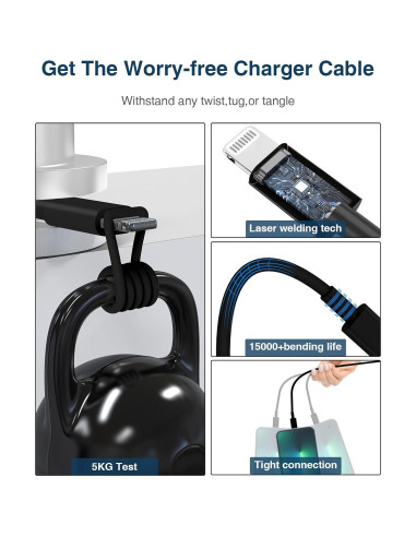 Cable de Carga Lightning QZVOO 2Pack 3FT Negro MFi