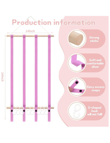Organizador de Moños OAOLEER Rosa para Niñas con Ganchos