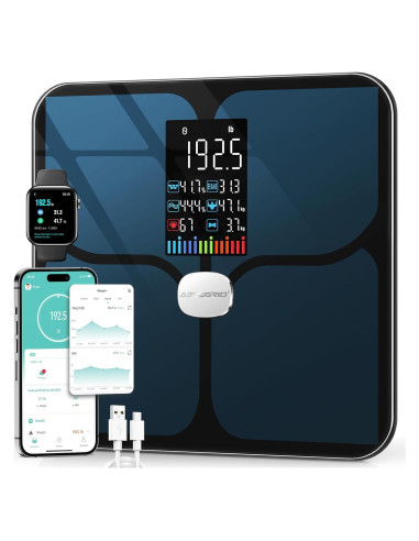 Balanza de Grasa Corporal ABLEGRID A-SCALE-X, Pantalla Grande, 16 Métricas