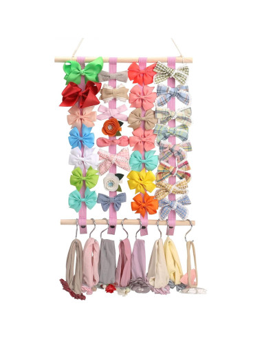 Organizador de Moños OAOLEER Rosa para Niñas con Ganchos