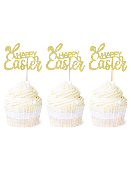 Topper de Cupcake Ercadio 36 Piezas Pascua Orejas Conejo Topper de Cupcake Ercadio 36 Piezas Pascua Orejas Conejo