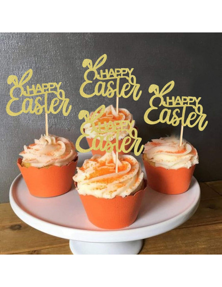 Topper de Cupcake Ercadio 36 Piezas Pascua Orejas Conejo Topper de Cupcake Ercadio 36 Piezas Pascua Orejas Conejo