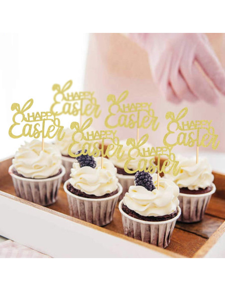 Topper de Cupcake Ercadio 36 Piezas Pascua Orejas Conejo Topper de Cupcake Ercadio 36 Piezas Pascua Orejas Conejo
