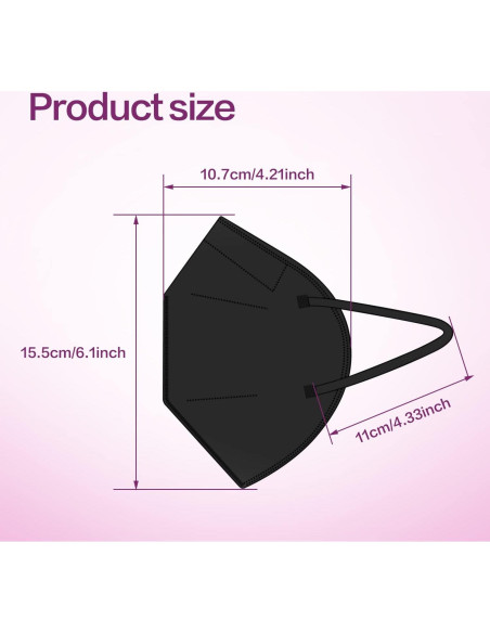 Mascarilla desechable KN95 Miuphro 25 unidades 5 capas negra