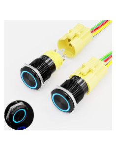 Interruptor de Botón LED 16mm FILN IP67 Azul para Coches