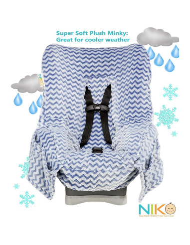 Cubierta de Asiento de Auto Infantil Niko Easy Wash - Chevron Azul - Ajuste Universal