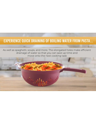 Colador de Plástico YBM HOME 24.8 cm con Mango Largo - Libre de BPA