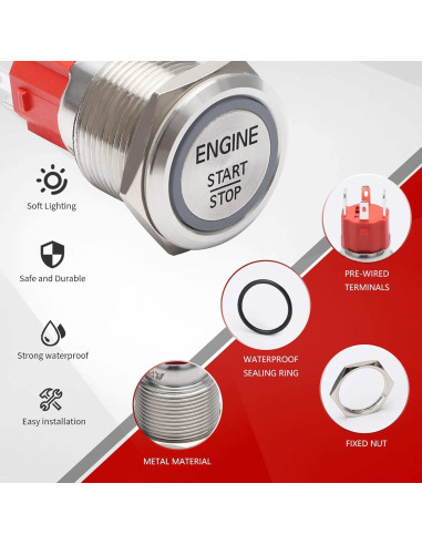 Interruptor de Arranque por Pulsador APIELE 12V LED Azul 19mm