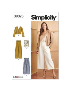 Patrón de Costura Simplicidad S9826 Pantalones y Cárdigan