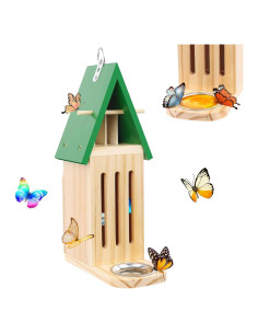 Casa de Mariposas UQM con Comedero 43x22x79cm Madera Natural