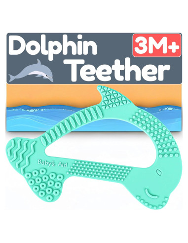 Mordedor de Silicona Delfín Verde Aqua para Bebés 3+ Meses