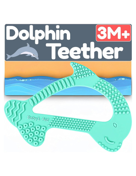 Mordedor de Silicona Delfín Verde Aqua para Bebés 3+ Meses