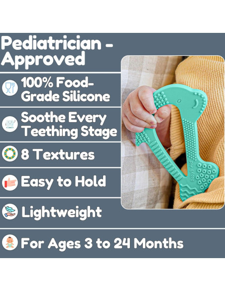 Mordedor de Silicona Delfín Verde Aqua para Bebés 3+ Meses