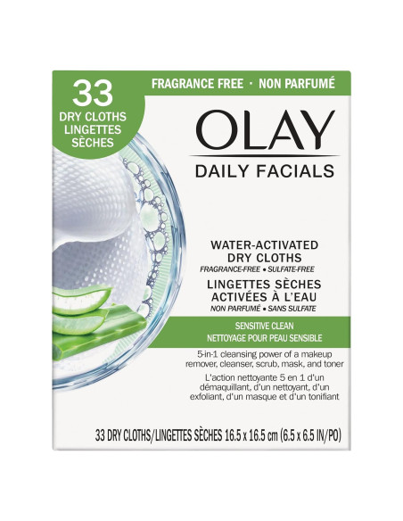 Toallitas Faciales Diarias Olay 4-en-1 Sensibles 33 ct