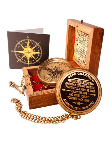 Brújula de Latón ALADEAN con Cita Grabada para Nieto