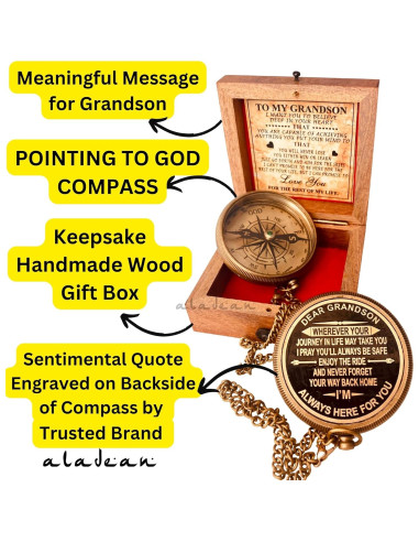 Brújula de Latón ALADEAN con Cita Grabada para Nieto