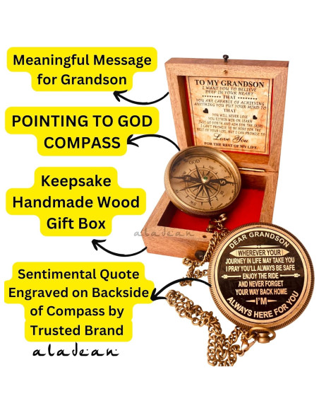 Brújula de Latón ALADEAN con Cita Grabada para Nieto