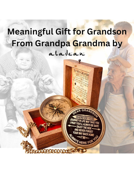 Brújula de Latón ALADEAN con Cita Grabada para Nieto