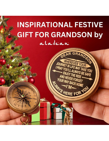 Brújula de Latón ALADEAN con Cita Grabada para Nieto
