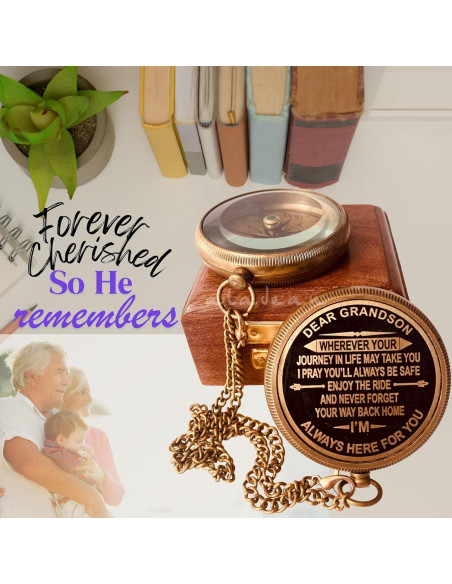 Brújula de Latón ALADEAN con Cita Grabada para Nieto
