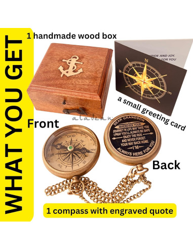 Brújula de Latón ALADEAN con Cita Grabada para Nieto