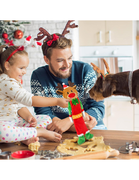 Paquete de 3 Juguetes Navideños para Perros Yoochee - Reno, Pingüino, Oso