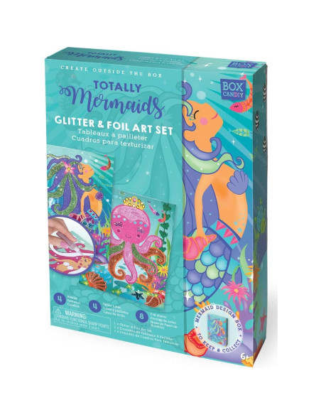 Kit de Arte con Brillo y Foil BOX CANDIY Sirenas 4 Piezas