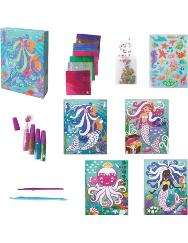 Kit de Arte con Brillo y Foil BOX CANDIY Sirenas 4 Piezas