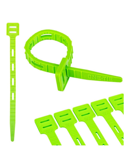 Bridas Reutilizables ONE TIE 20.32 cm Verde - 10 Piezas