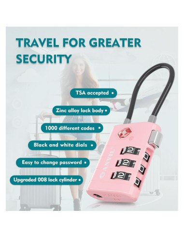 Candado de Combinación TSA ANVIL 23021 - Alta Seguridad para Equipaje
